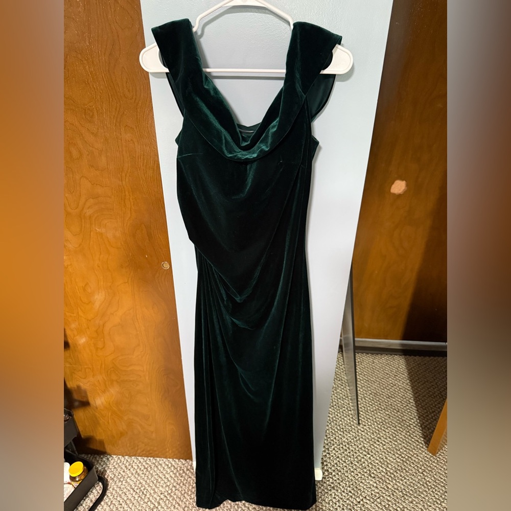 Xscape Dark Green Velvet Maxi Dress